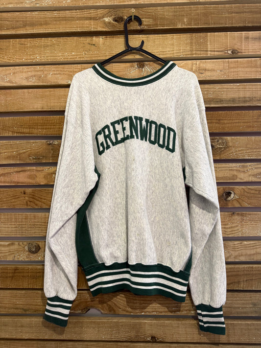Vintage 90s American “Greenwood” Varsity University spell-out sweater/ sweatshirt. USA. Size Large
