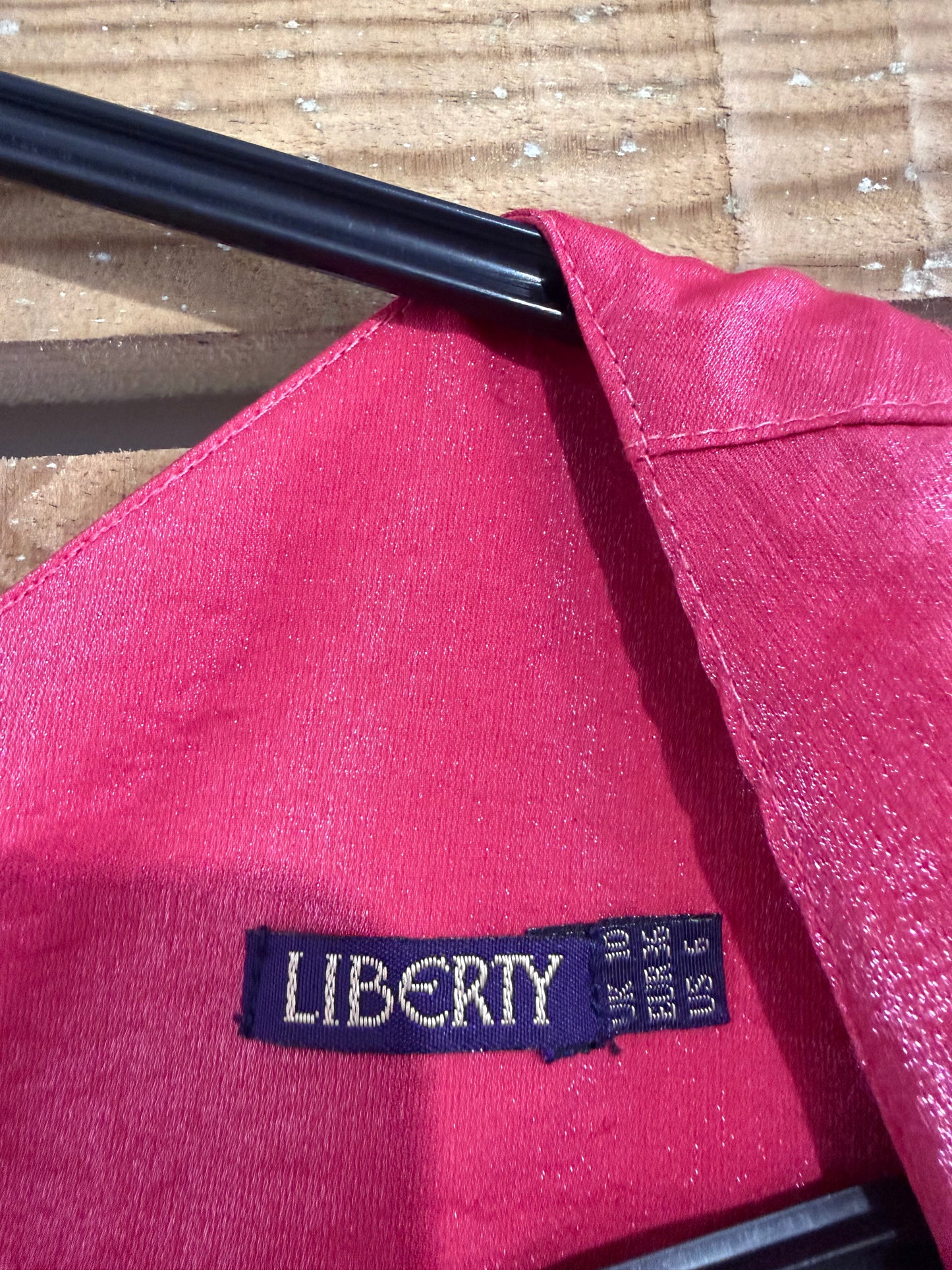 Vintage Y2K Liberty of London midi v neck dress. Shimmery/ lamé fabric. Size 10.