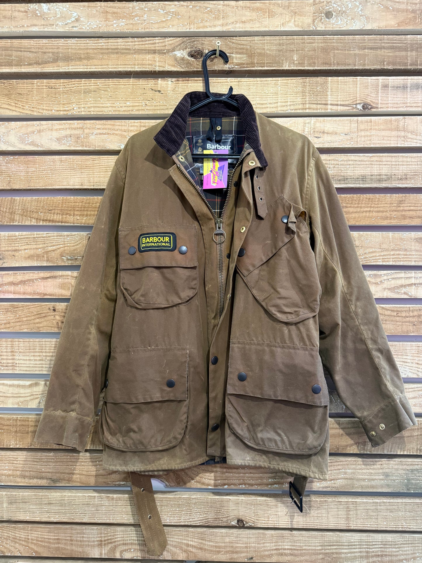 Barbour International A10 motorcycle wax jacket. Brown. Size Large.