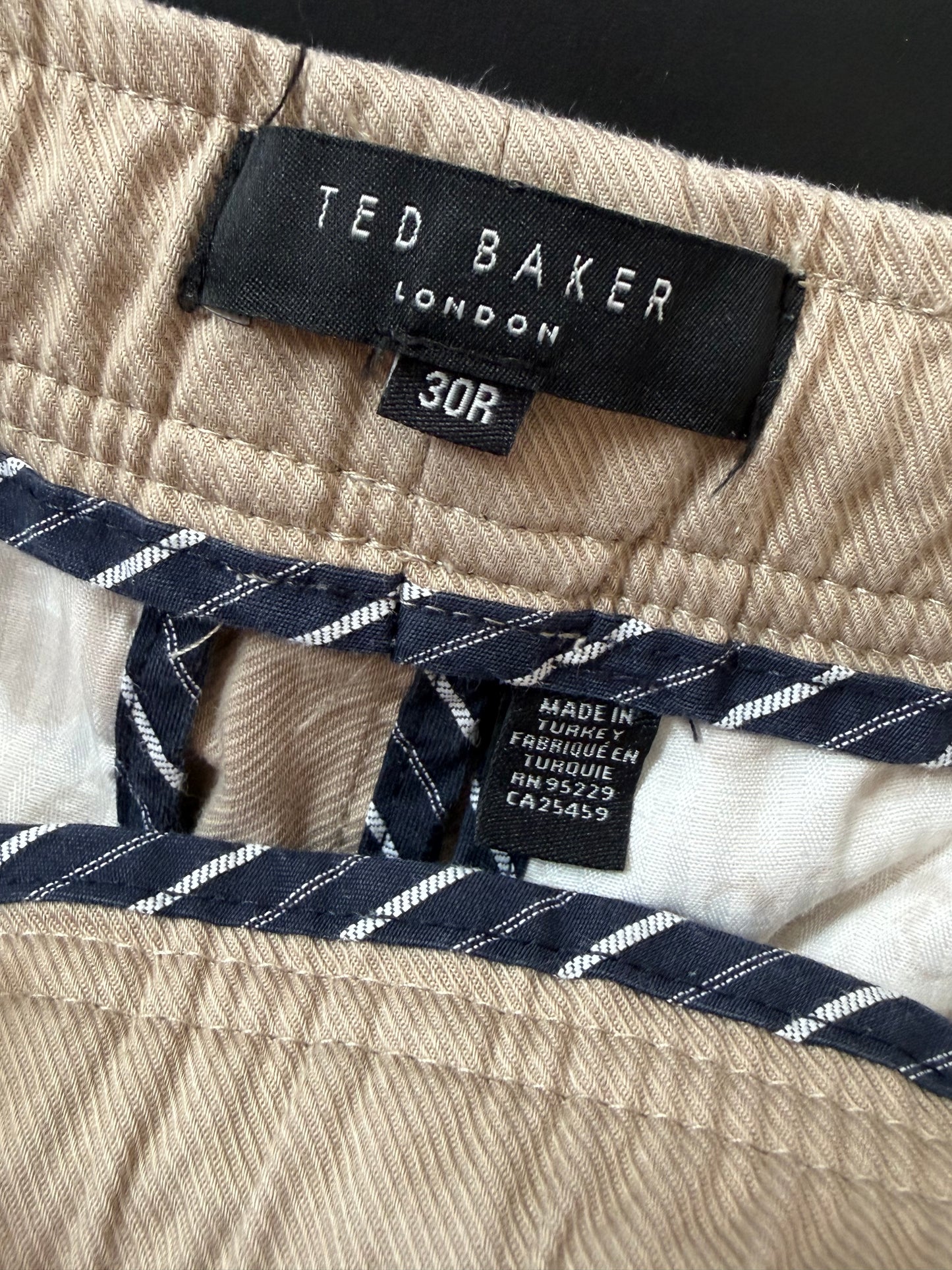 Ted Baker cotton shorts. 30” waist. Beige. Golf/summer/holiday.