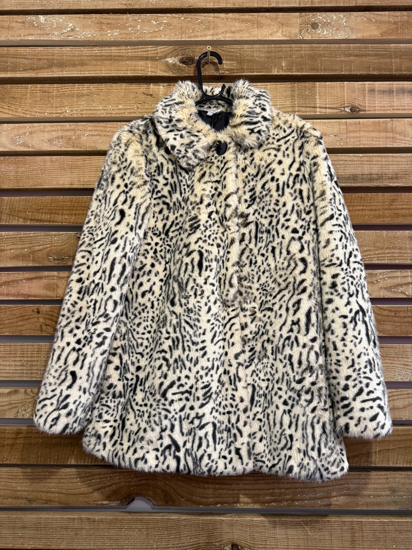 Vintage Y2K Leopard faux fur Coat UK10. Teddy Bear