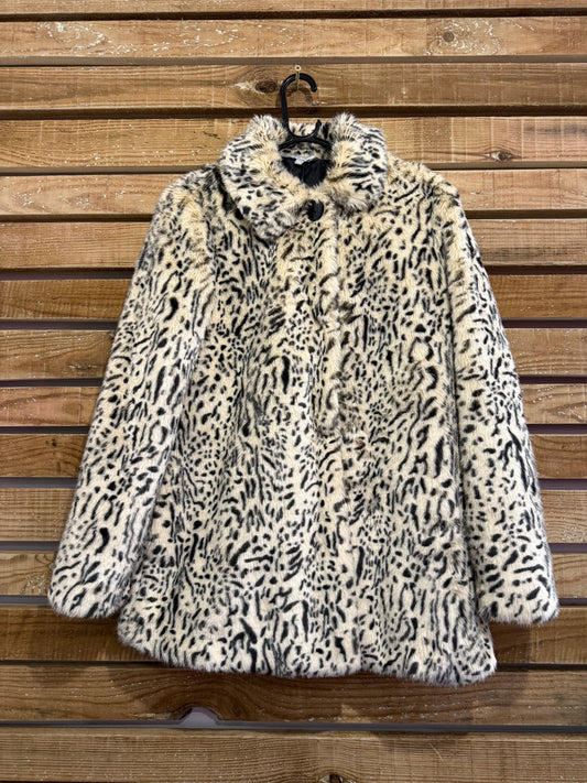 Vintage Y2K Leopard faux fur Coat UK10. Teddy Bear