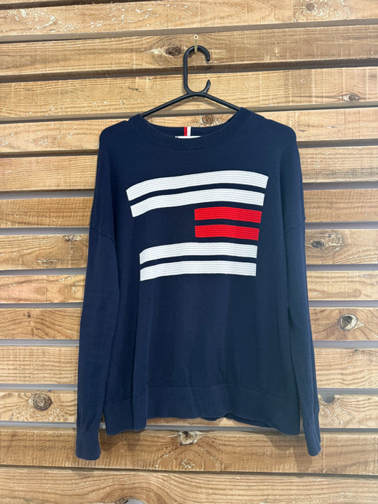 Vintage 90s Tommy Hilfiger Flag jumper/ sweater. Red. Size Small.
