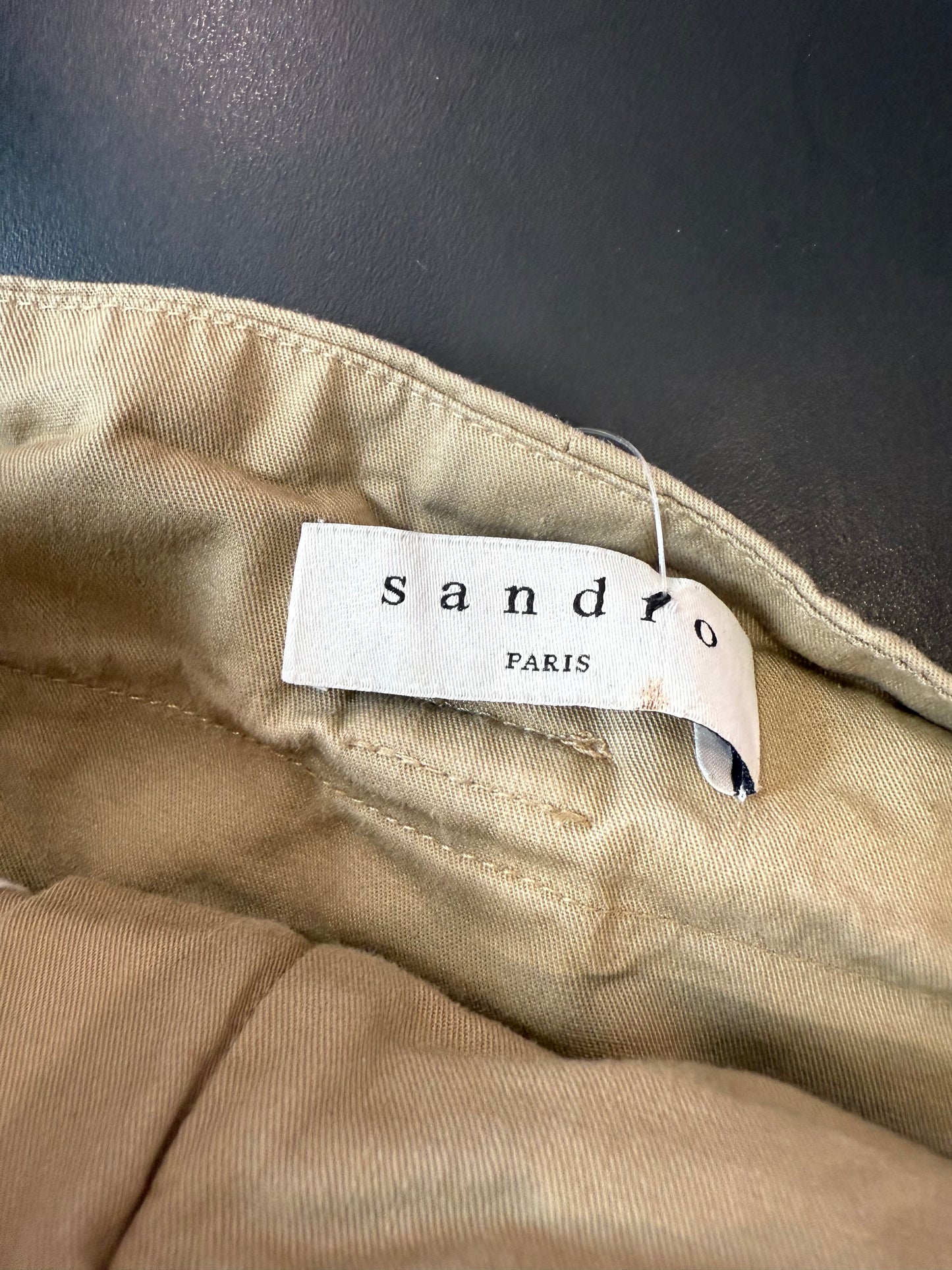 Sandro tapered beige trousers. Size UK10, 30” waist. 38 label
