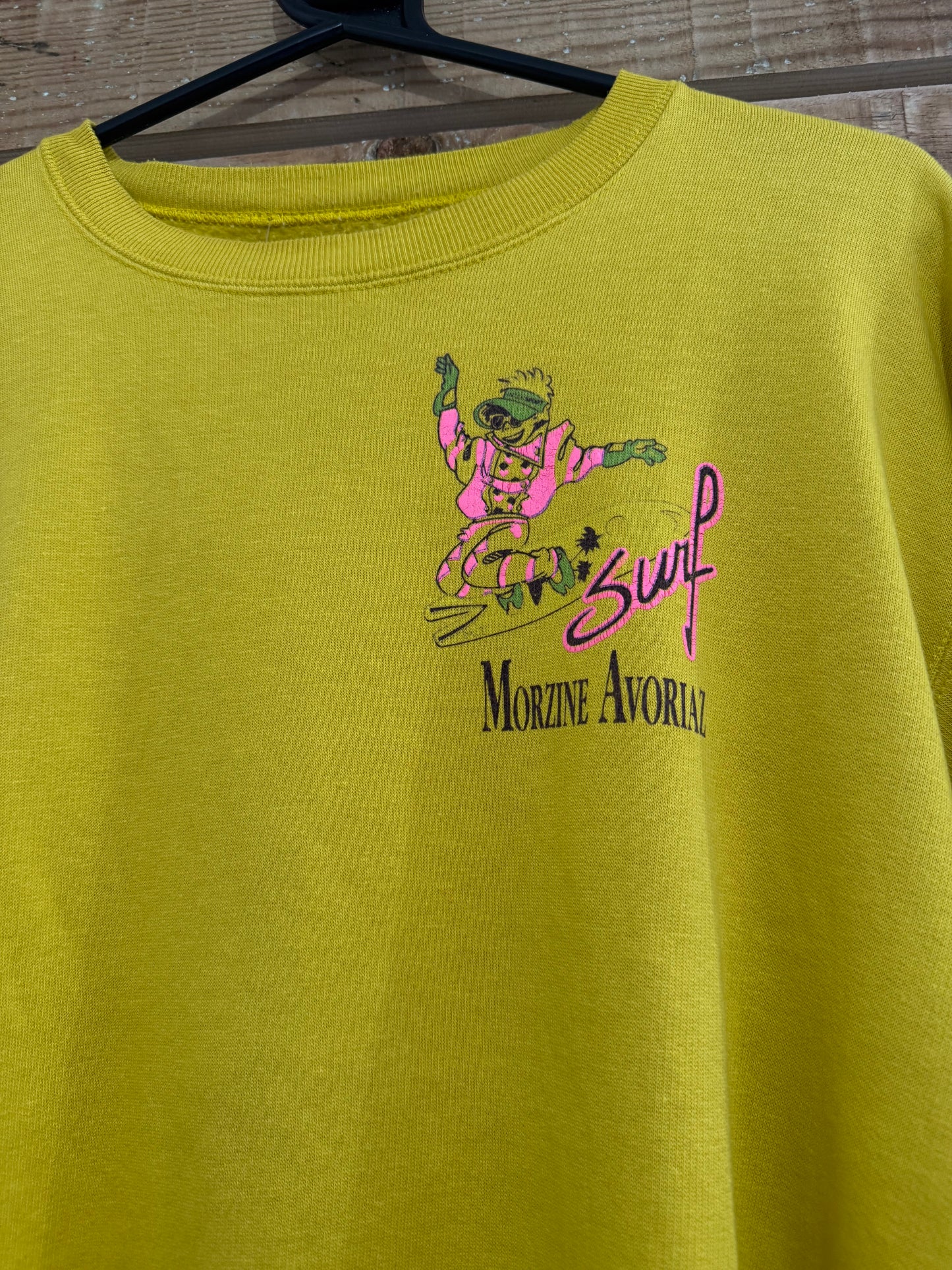 Vintage 80s Surf sweater/ sweatshirt. Yellow. Size small.