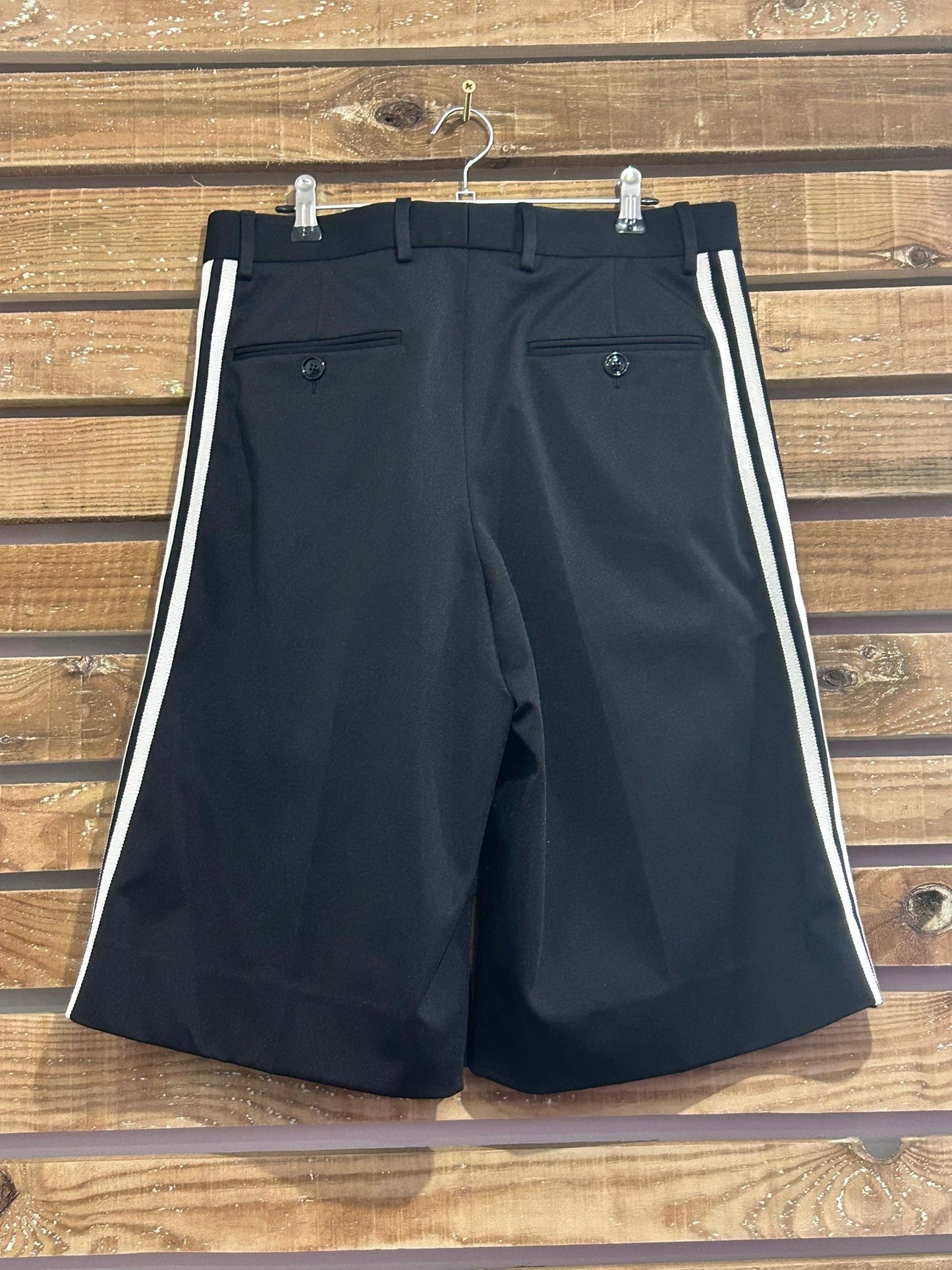 Gucci x Adidas black high waisted bermuda shorts/ trousers. Size 46. 31” waist, size 10-12.