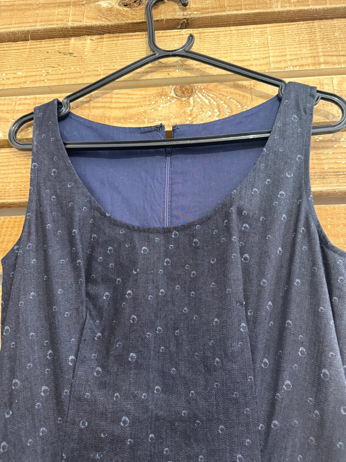 Vintage 50s style denim swing dress. Rockabilly. Size UK8.