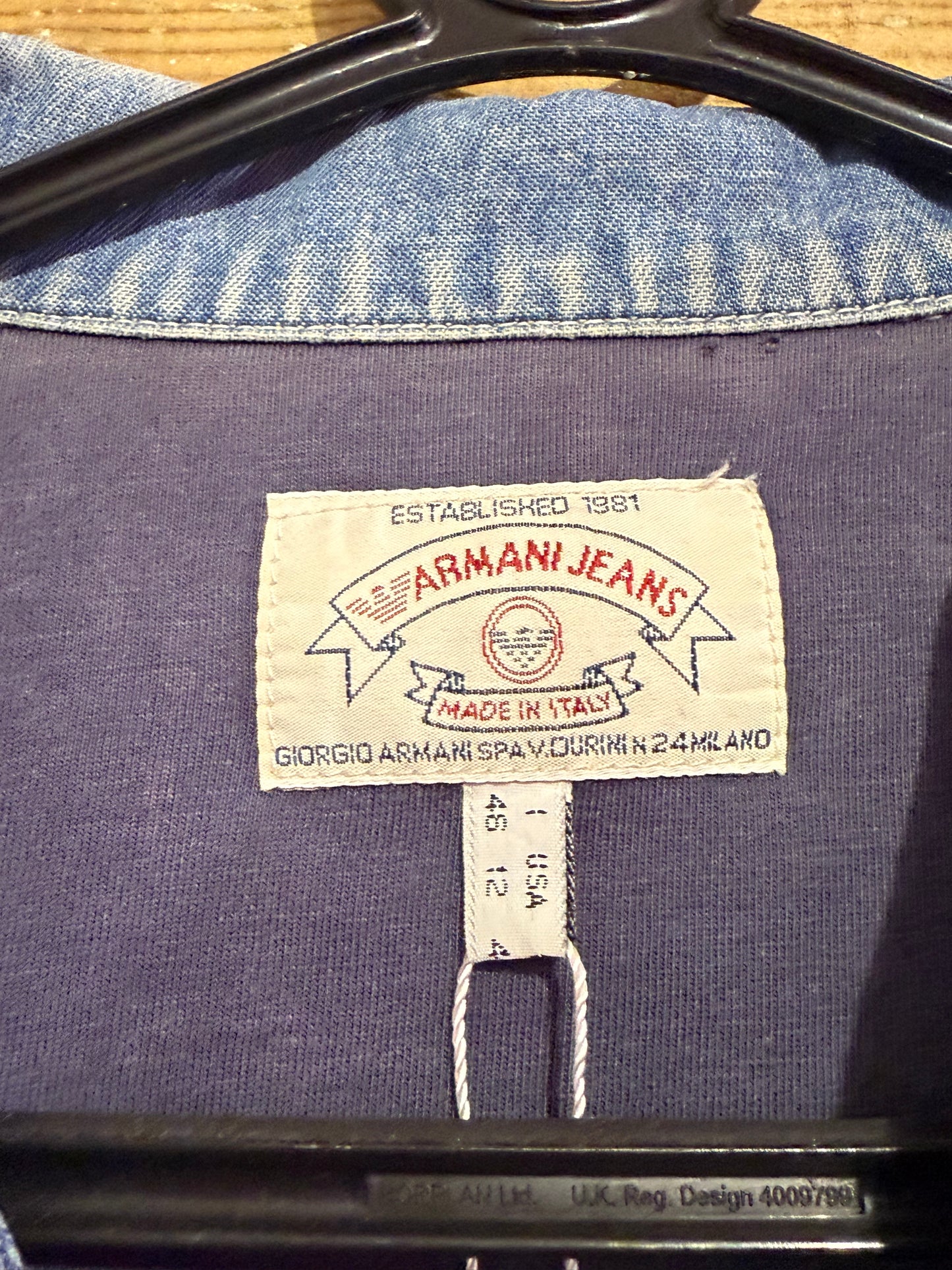 Vintage Y2K Armani blue denim Jacket. Size large.