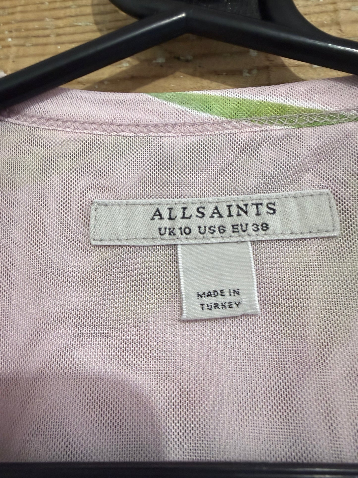 AllSaints Pink Ellie Pink Floral Print Mesh T-Shirt. Size UK10.