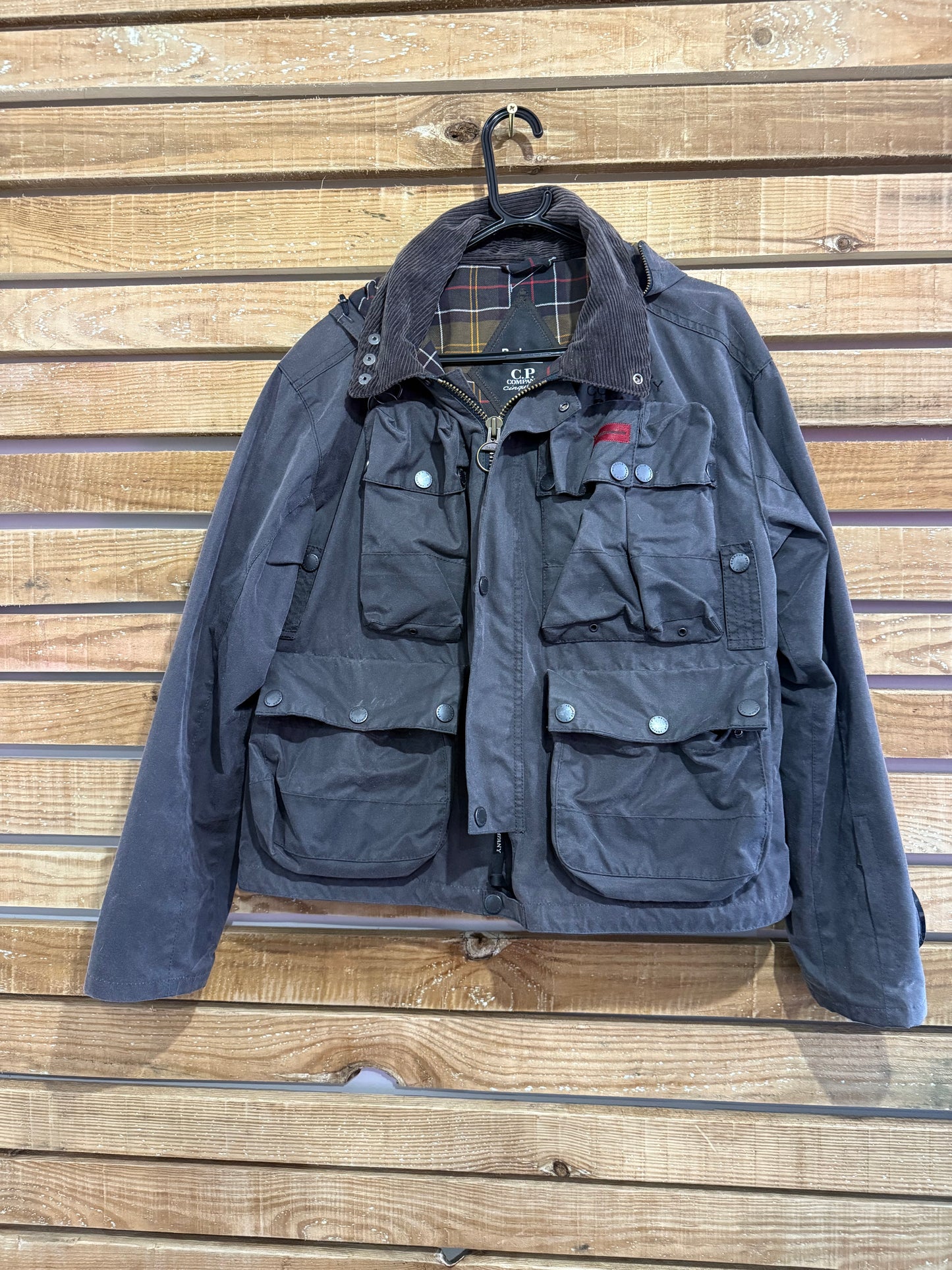 Barbour x C.P. Company 500 Miglia multi-pocket waxed jacket. RARE. Goggles. Charcoal.