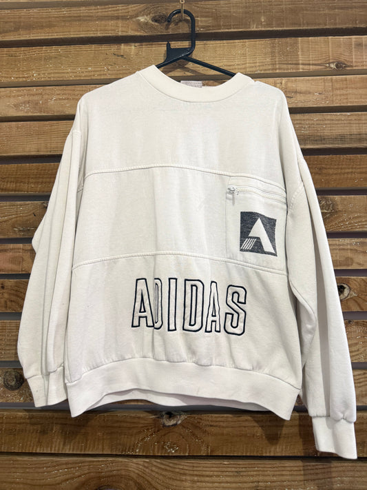 Vintage 80s RARE Adidas white sweater/ sweatshirt. Size Large