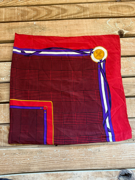 Vintage 80s Aquascutum silk scarf. Equestrian.