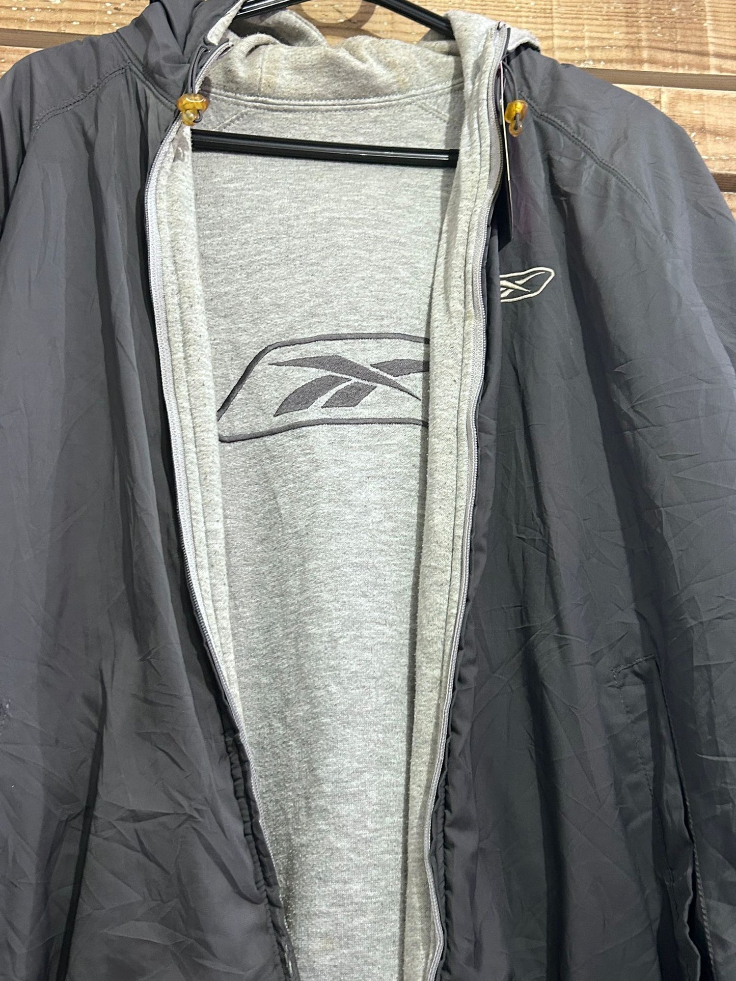 Vintage 90s Reebok Spell-out reversible coat/ jacket. Size Large