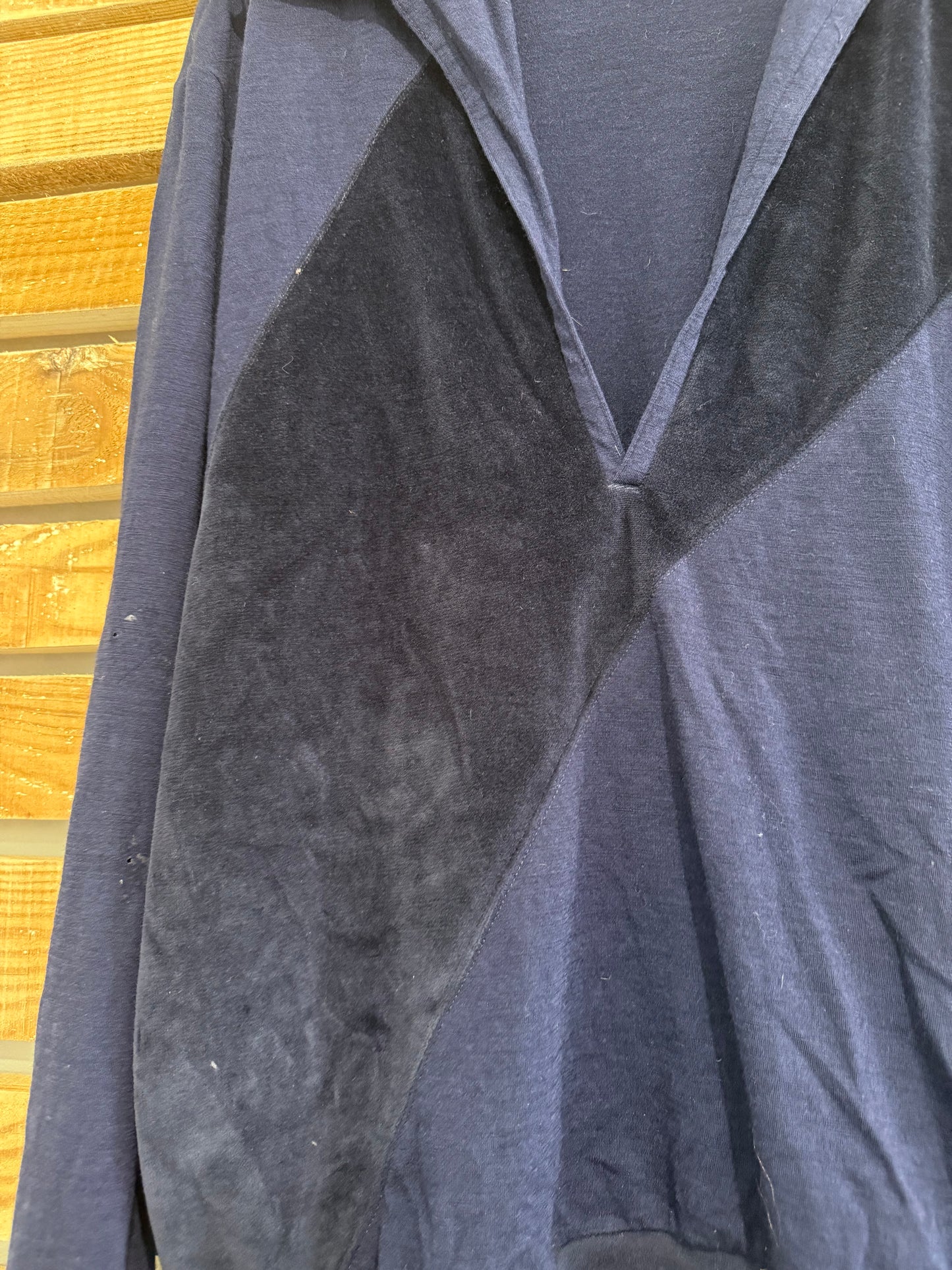 Vintage 90s Versace open velour v neck top/ shirt. Size Large.