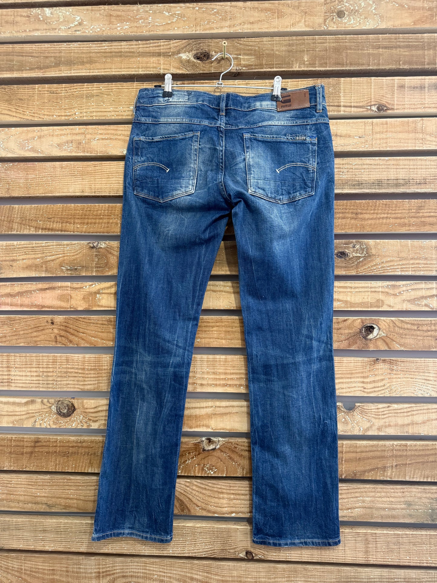 Vintage Y2K G-Star Raw stonewash 3301 Jeans. Blue. 32” waist” 30” leg.