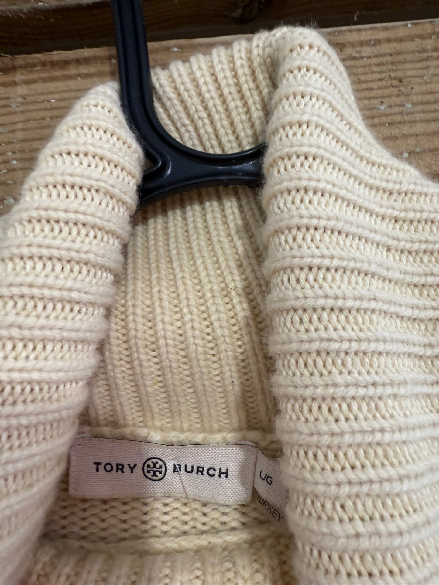 Tory Burch roll neck/ turtle neck jumper. Cream knit jumper/ sweater. Size Large