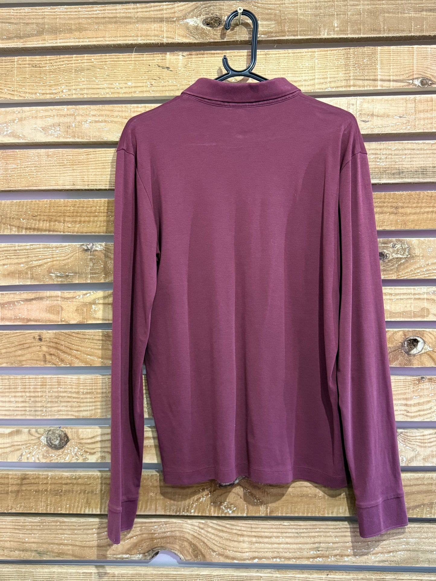 Hugo boss long sleeved polo shirt. Size Medium. Burgundy.