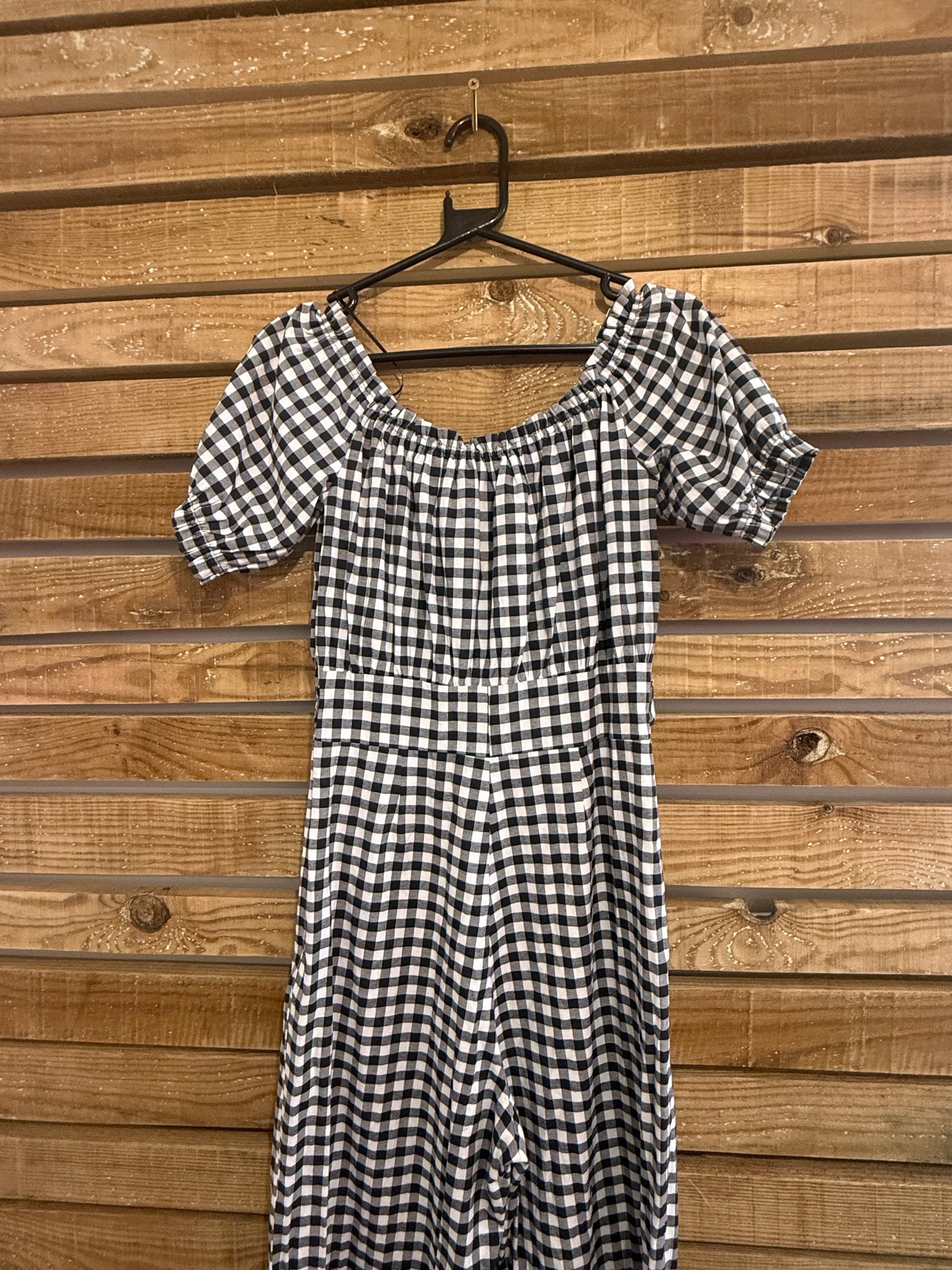 Miss Selfridge gingham bardot neckline jumpsuit. Rockabilly. UK10.