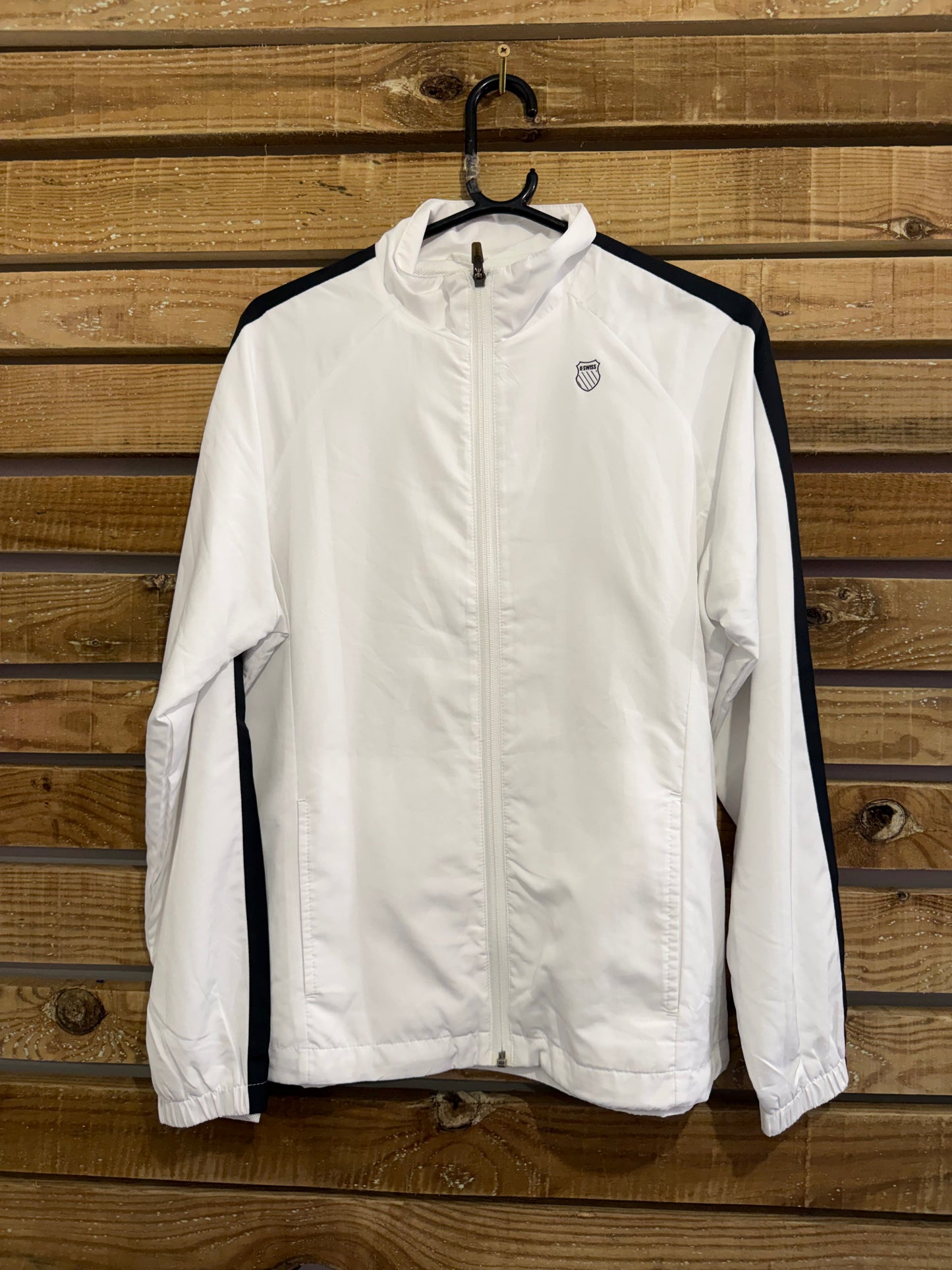 Vintage Y2K K Swiss zip up windbreaker/ shell track jacket. Size 14. Festival.