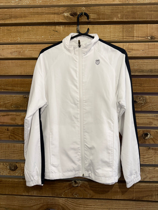 Vintage Y2K K Swiss zip up windbreaker/ shell track jacket. Size 14. Festival.