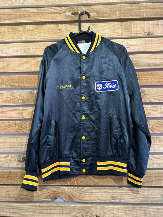 Vintage 80s Ford satin bomber jacket. Sportsmaster USA. Size XL. Racing