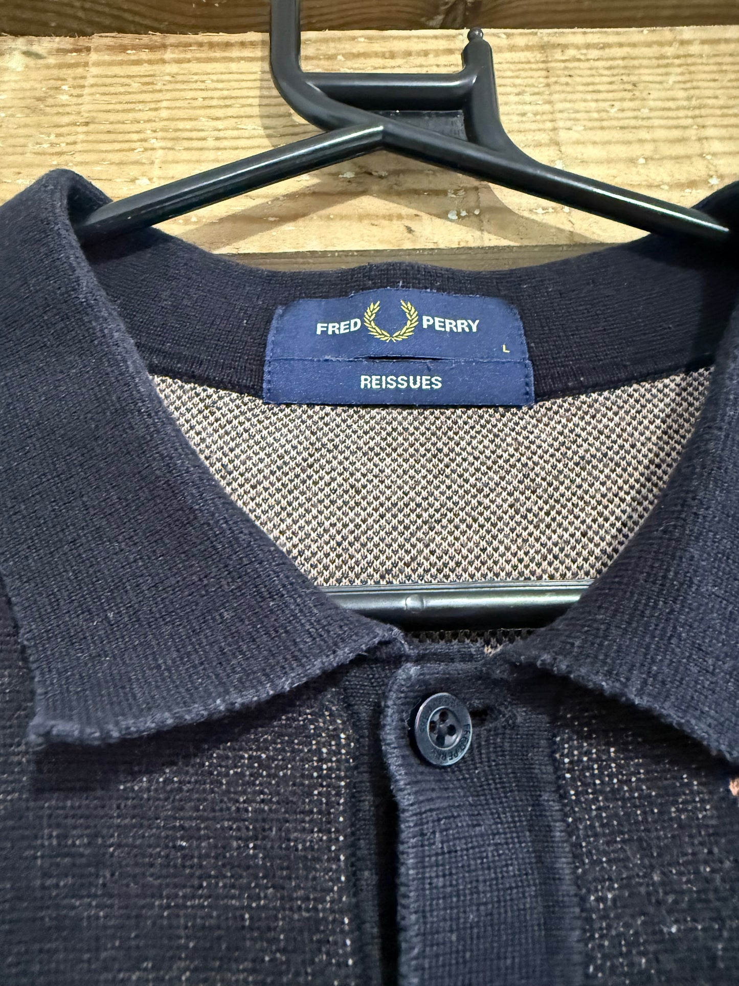 Fred Perry reissue knitted polo t-shirt. Vintage style 70s. Size Large