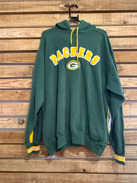 Vintage 90s NFL Green Bay Packers hoodie/ hooded sweater. Green. Size Large.