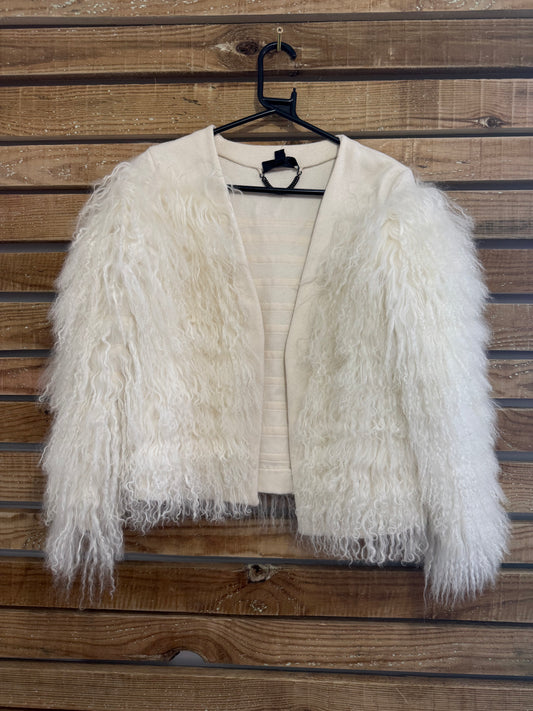 Burberry Prorsum shearling white wool cashmere open Jacket. Fluffy.