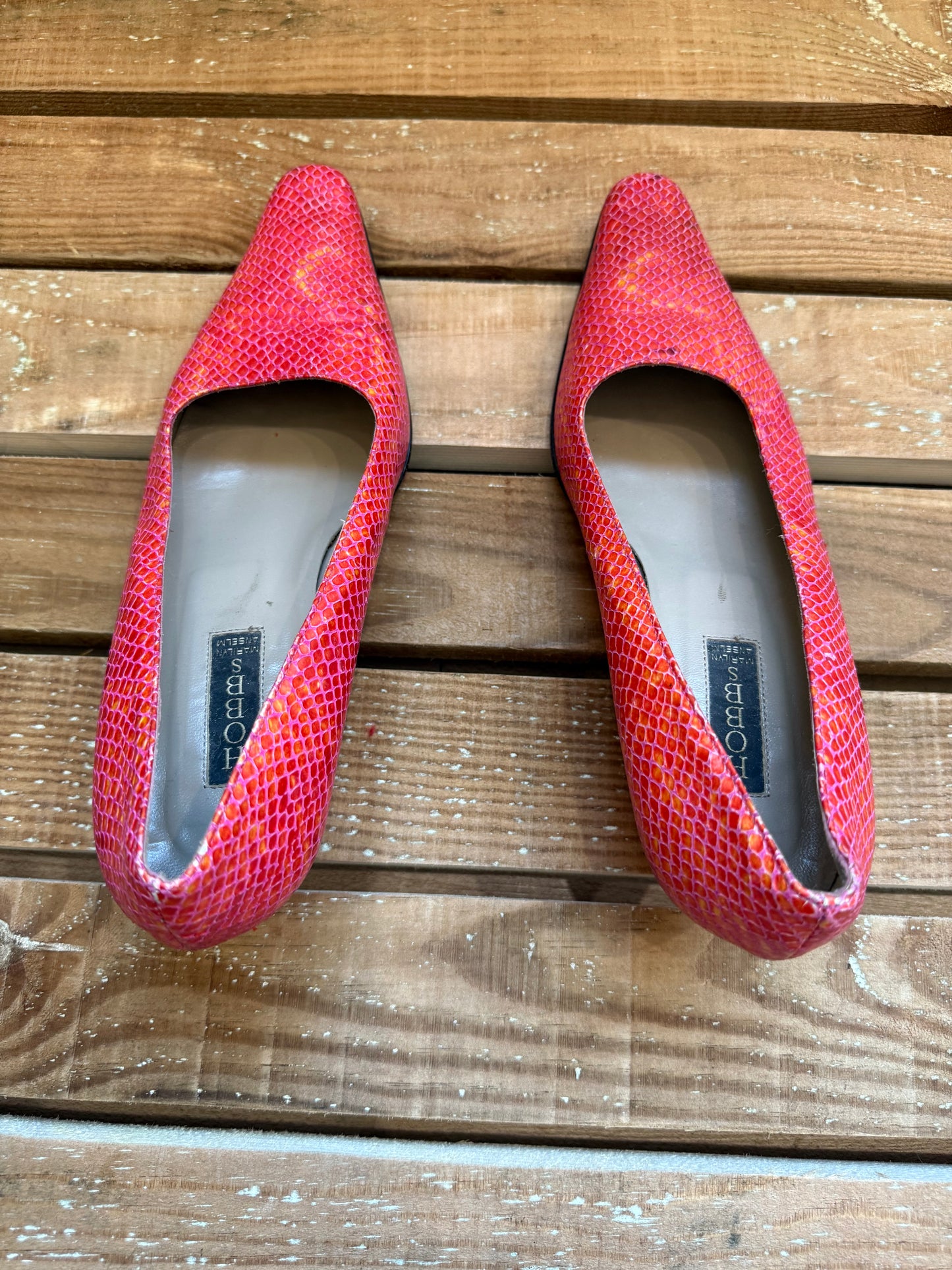 Vintage 80s Snakeskin Hobbs - Marylin Anselm heeled court Shoes/ heels. Size EU40 UK7