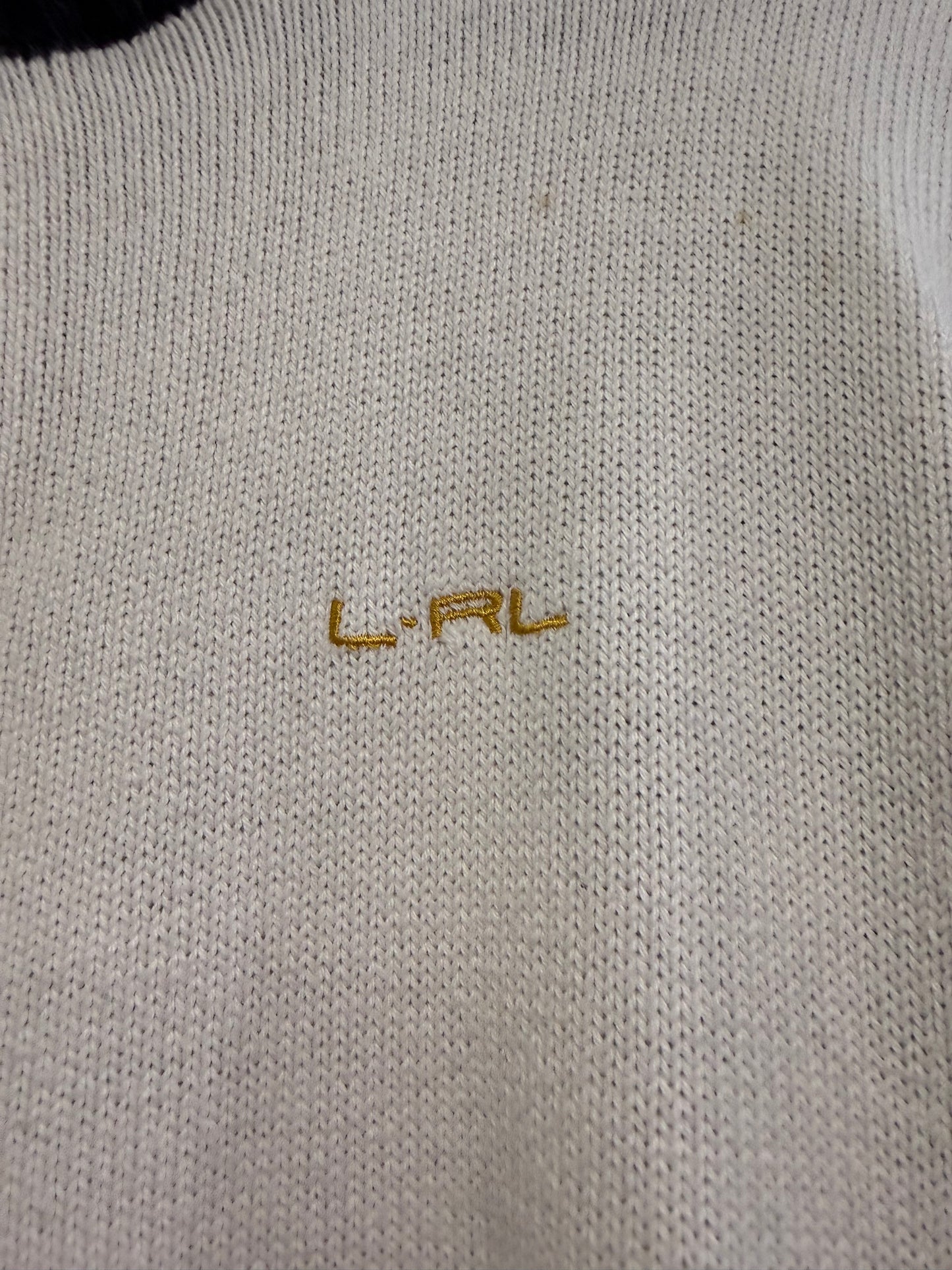 Vintage Y2K Ralph Lauren zip up knit cardigan/ jumper. Black & white. Size XL.