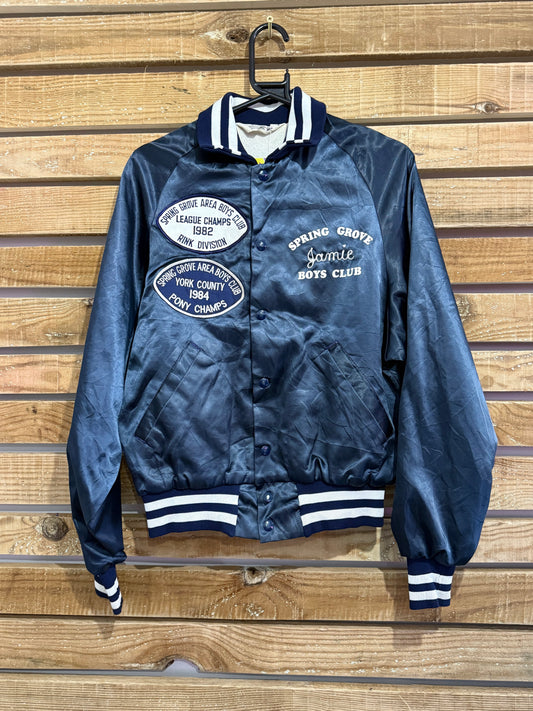 Vintage 80s satin bomber jacket. USA. Size Small. Varsity