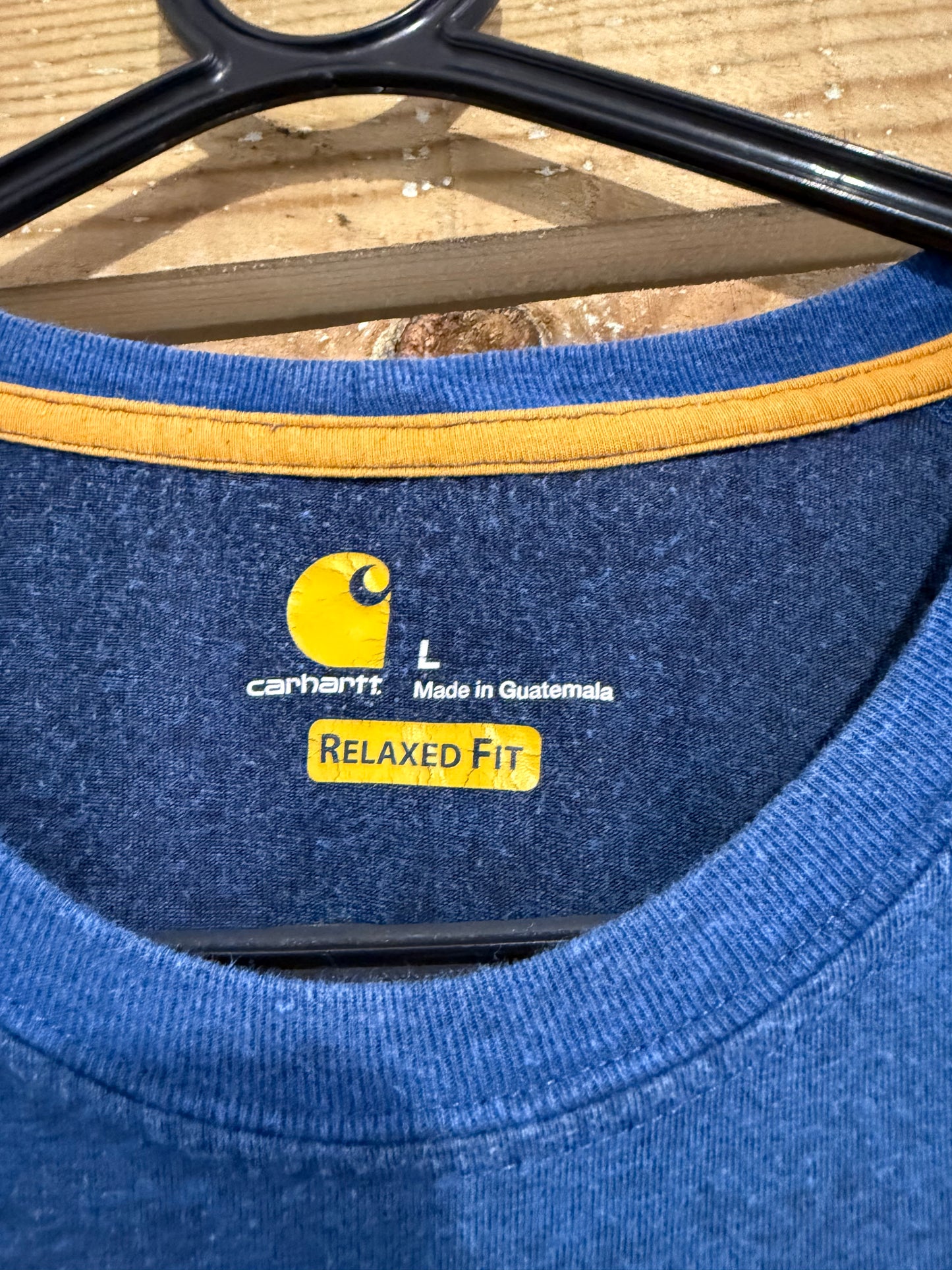 Carhartt spell-out motif t-shirt. Blue. Workwear/ cowboy/ USA. Size Large.