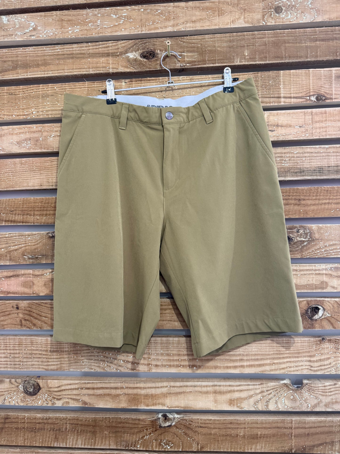 Adidas golf sports shorts. Size 34” waist. Khaki.