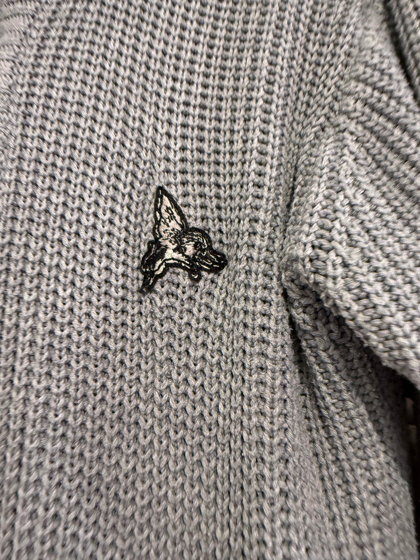 Vintage Y2K Henleys Premium button up knit Hoodie cardigan/ jumper. Grey. Size Small.
