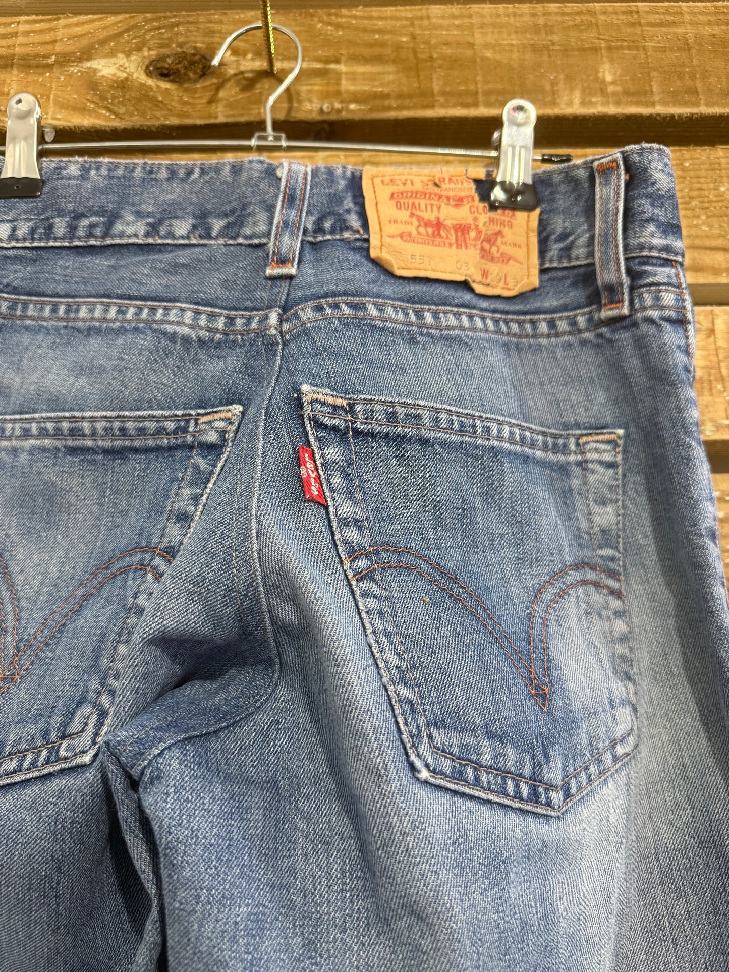 Vintage 90s Levi’s 557 Blue Jeans. Waist 28”, leg 29”