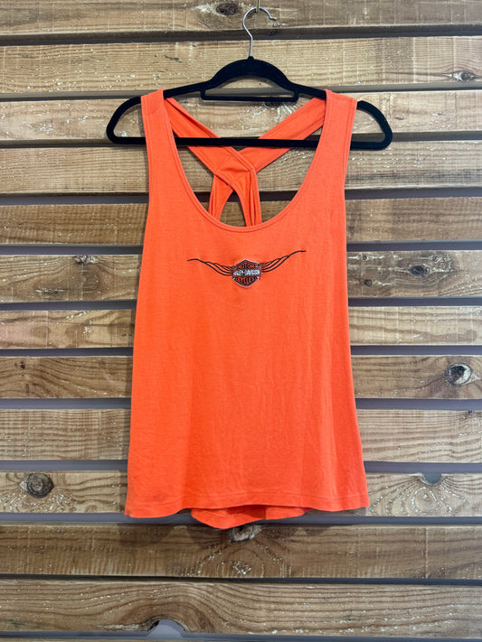 Vintage Y2K Harley Davidson orange vest. Graphic. Size XL. Up to a size UK16