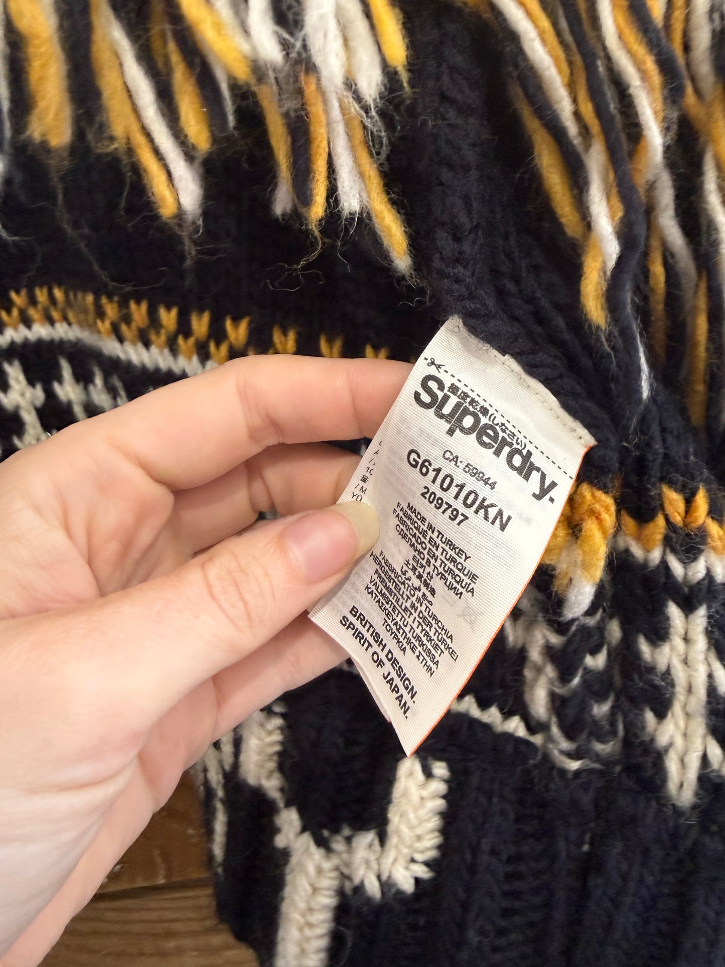 Superdry premium knit open cardigan. Tasselled. Cowboy/ Yellowstone. Size Medium.