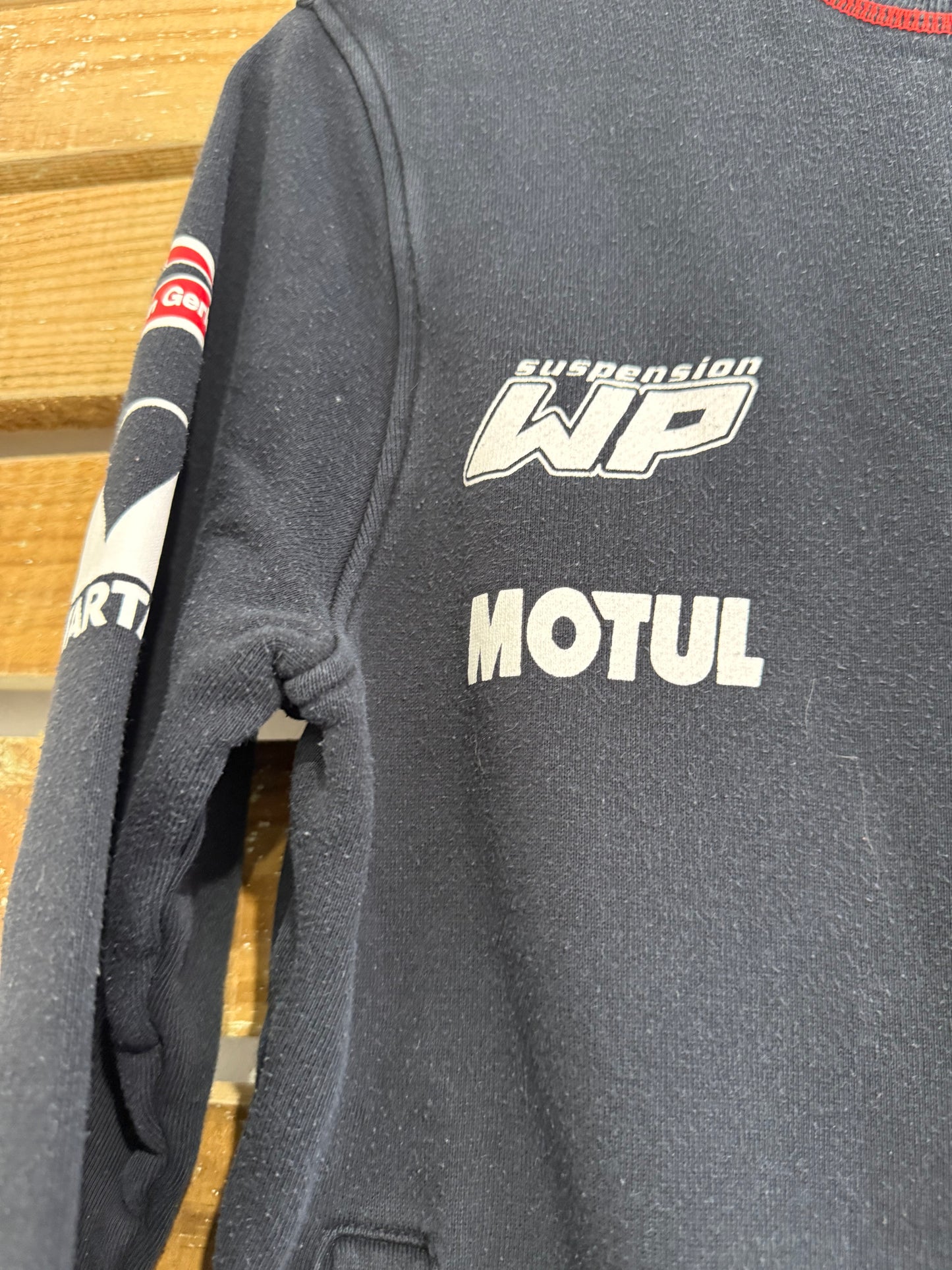 Vintage 90s Hein Gericke zip up racing motif sweater/ sweatshirt. Black. Size Medium.