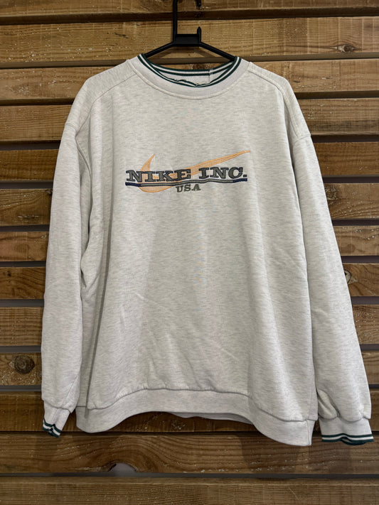 Vintage RARE 90s Nike USA embroidered swoosh grey sweater/ sweatshirt. Size XL.