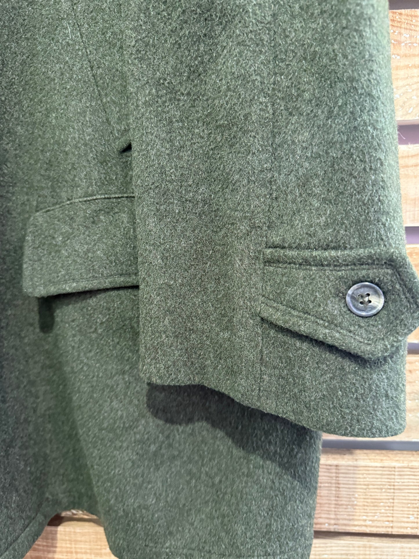Vintage 80s Salko Austria Loden alpaca wool Coat. Green. Size large. 46” chest.