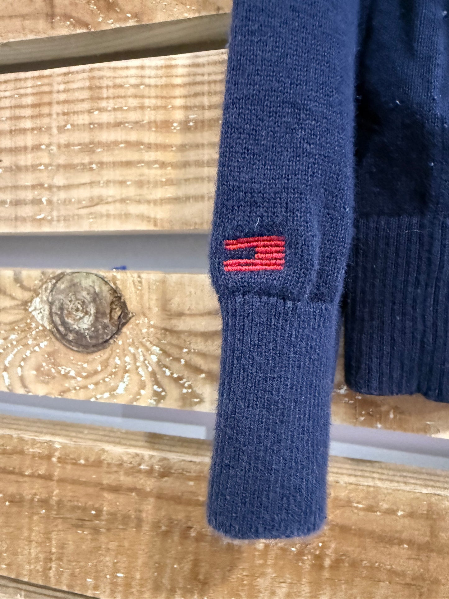 Vintage 90s Tommy Hilfiger Flag jumper/ sweater. Red. Size Small.