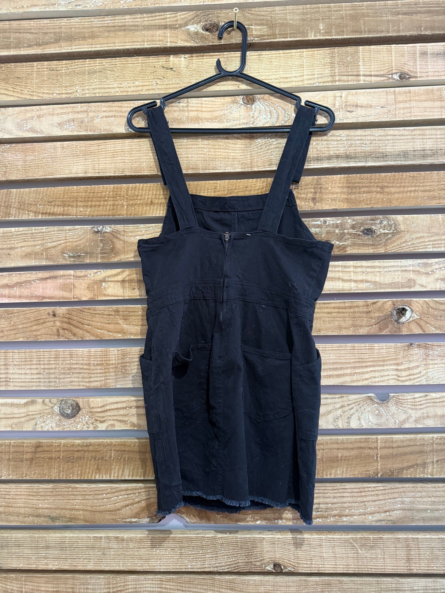 Vintage 90s Dickies black dungaree dress. Size medium.