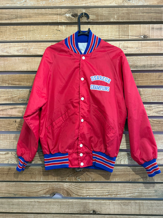 Vintage 90s Delong bomber jacket. USA. Size Small. Varsity