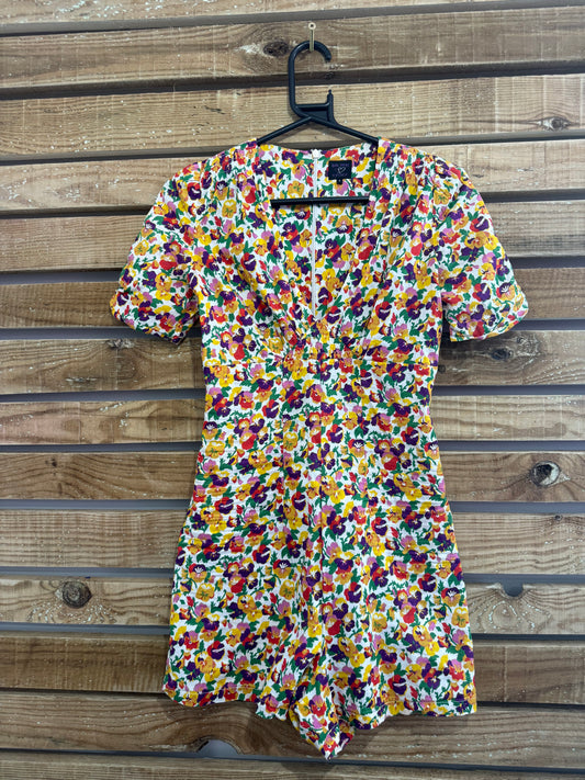 Kate Moss x Topshop pansy floral printed playsuit. Size 8.