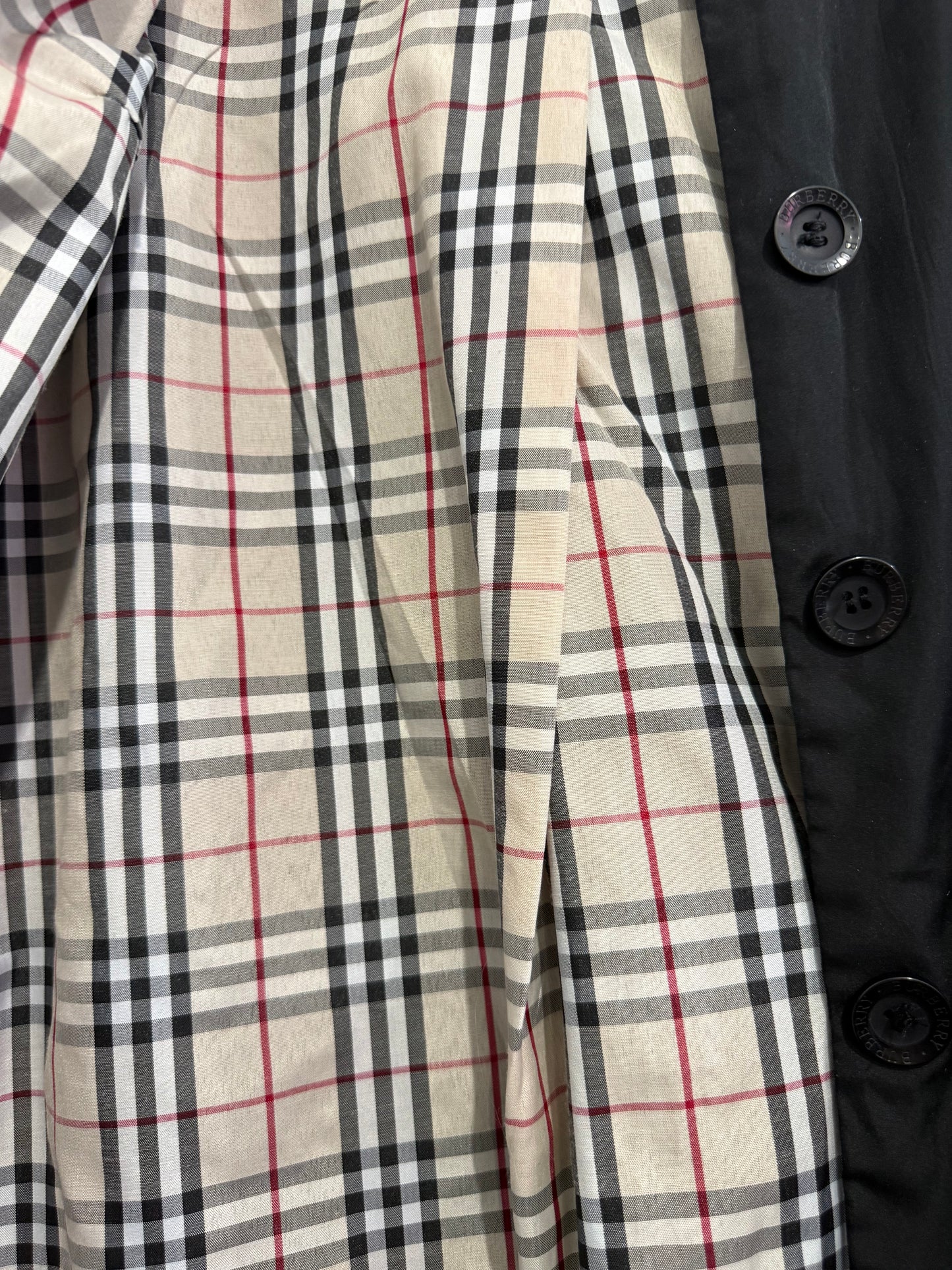 Vintage 90s Burberry nova check black rain jacket. Hooded. Size Medium.