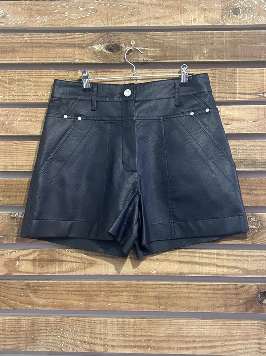 Stella McCartney vegan faux leather black high waisted shorts. Size UK10.