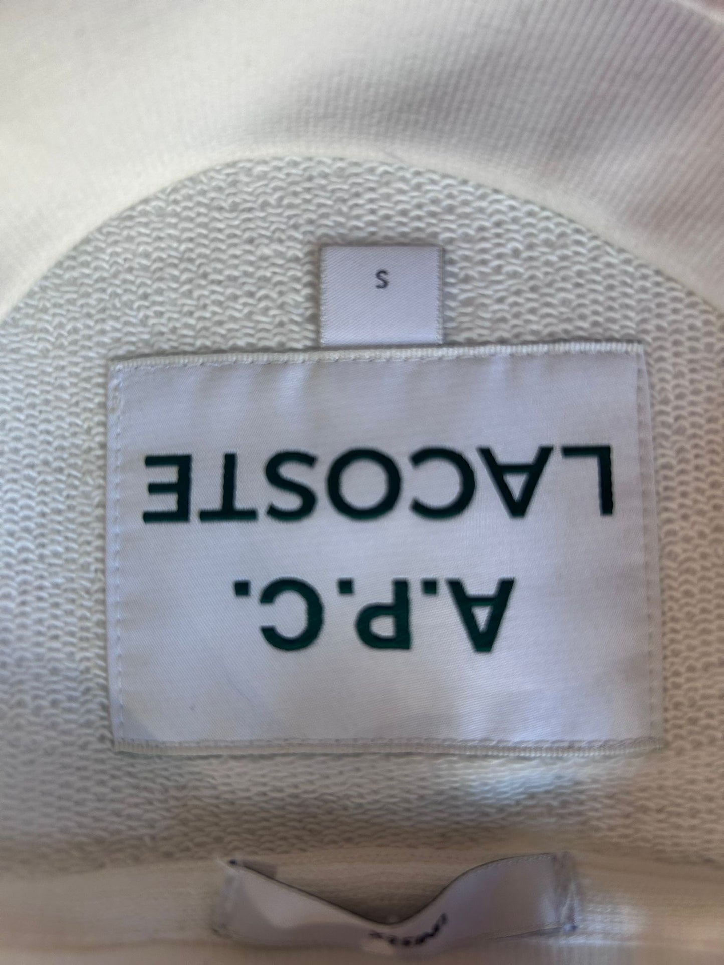 Lacoste APC  logo sweater/sweatshirt. Size Small. White.