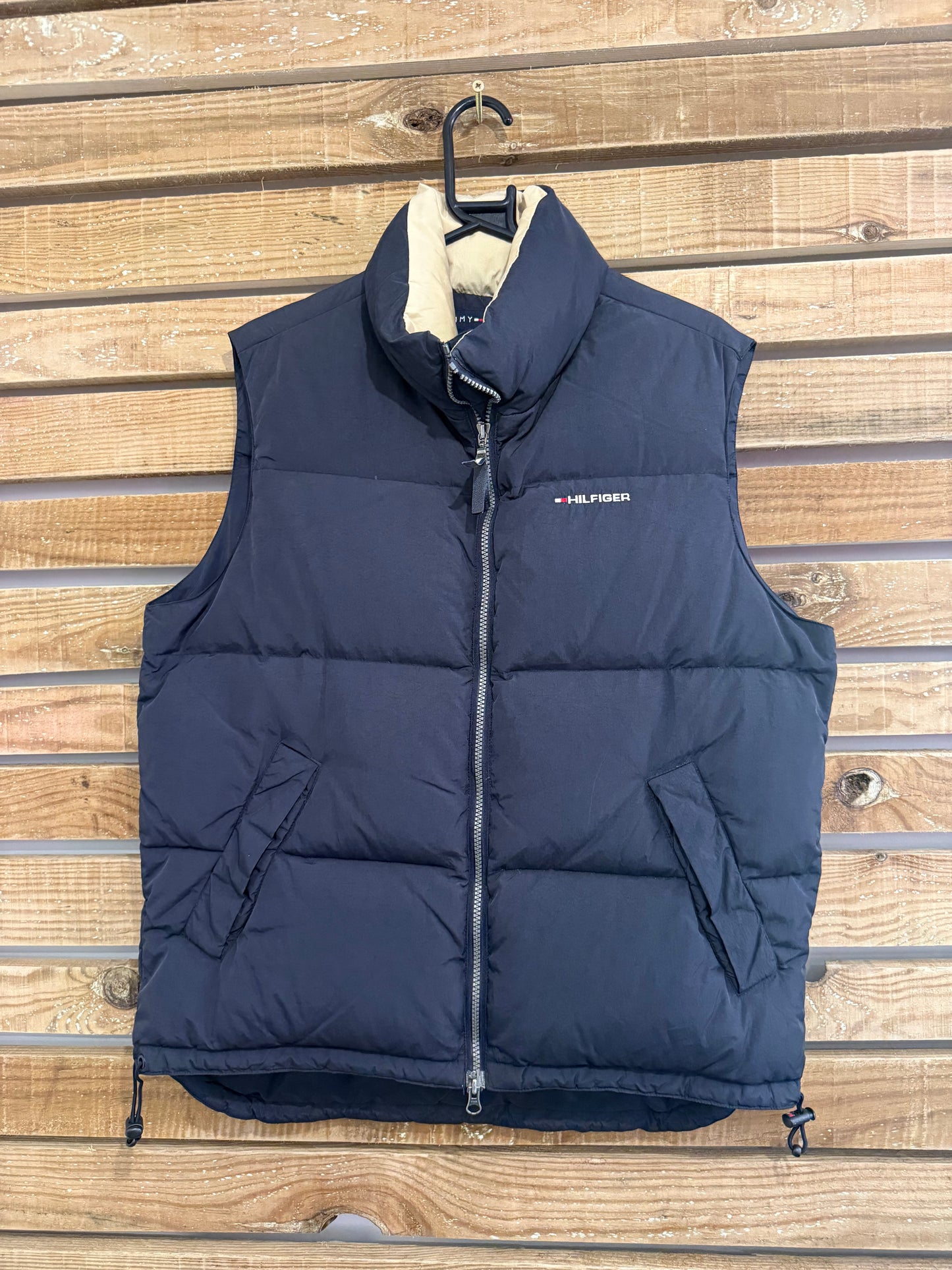 Vintage 90s Tommy Hilfiger down puffer Gilet/ body warmer. Sleeveless jacket. Size small.