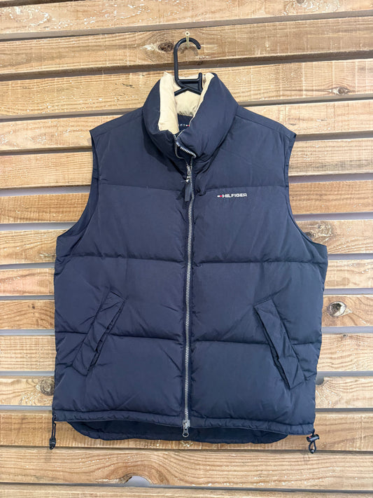 Vintage 90s Tommy Hilfiger down puffer Gilet/ body warmer. Sleeveless jacket. Size small.