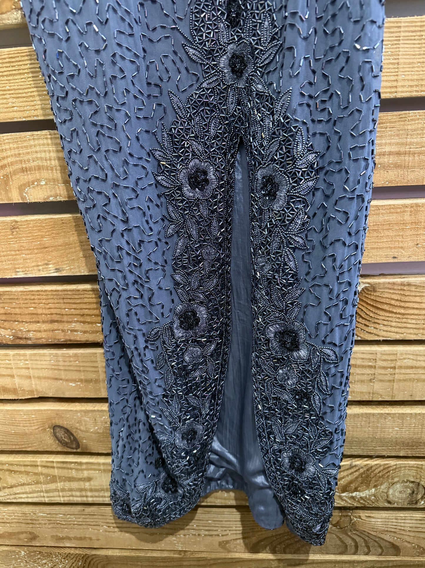 Vintage 80s sequin long maxi dress with front split. Party/ Christmas/ New Year/ Festival. Size 14